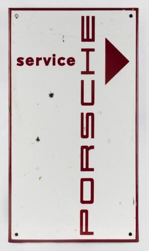 PORSCHE: An impressive original circa late 1950s/early 1960s "Porsche Service" enamel sign (Ex-Harry Firth workshop - authorised service agent for Hamilton) 35cm high x 63.5cm wide