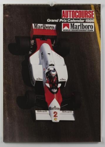GRAND PRIX: An original 1986 Grand Prix calendar by Autocourse containing multiple Grand Prix races photos