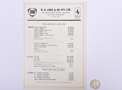 FERRARI: 1969 W.H.LOWE: Ferrari & Lancia b&w folder