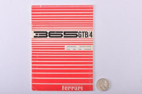 1971 FERRARI: 365 GTB/4 additional instruction book for USA version.