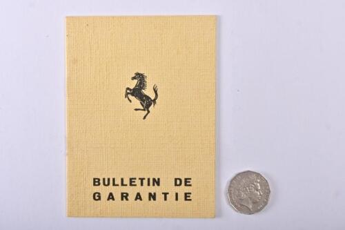 FERRARI: Ferrari circa 1970 Bulletin de Garantie 365/GTB4 (Daytona)