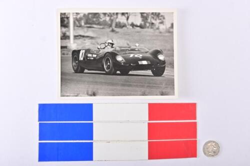 TOTAL TEAM: Three original unused Total Team stickers and an original period photograph of Lotus 23 likely driven by Pet Geoghegan