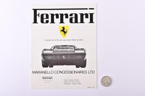 1973 FERRARI: dealer issued guide to production cars since 1959.