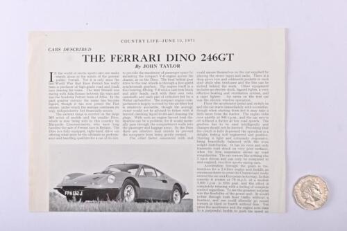 FERRARI: 1971 FERRARI: Dino 246 GT road test reprint