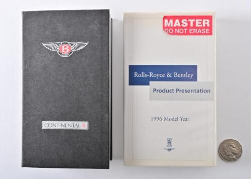 BENTLEY: Two VHS tapes. Continental R boxed VHS tape, and RR & Bentley Product Presentation tape for 1996.