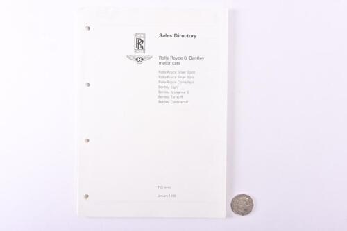 ROLLS-ROYCE/BENTLEY: A 1988 Rolls Royce & Bentley sales directory for dealers only.