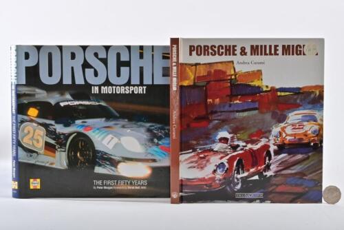 PORSCHE: Two hardback books on Porsche in Motorsport, and the Mille Miglia.