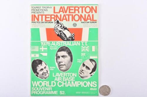 MOTOGP/LAVERTON: 1976 Laverton International Australian T.T. programme, with a number of internationals. Agostini, Pileri, Villa, as well as Blake, Hansford et al.