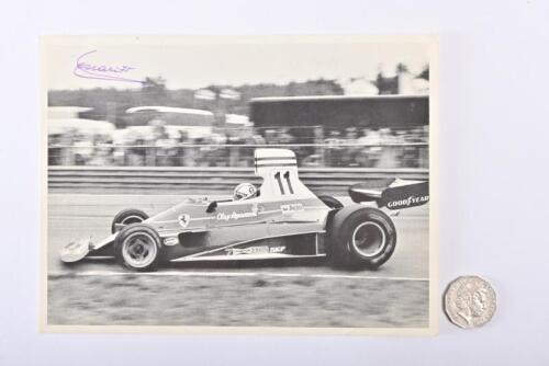 1975 FERRARI: signed by Enzo Ferrari, Clay Regazzoni 312T large postcard.