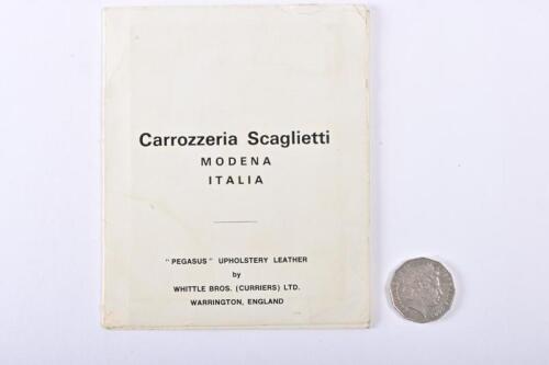 FERRARI: Carozzeria Scaglietti: "Pegasus" leather samples in stiff card folder. Rare.
