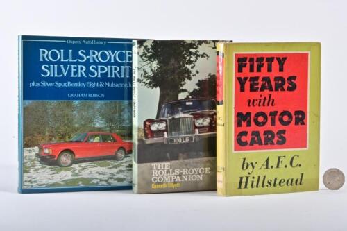 ROLLS-ROYCE: 3 hardback books: Fifty Years with Motor Cars, The RR Companion, RR Silver Spirit.