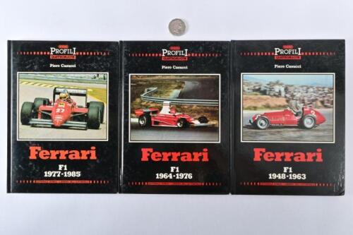 FERRARI/Formula 1: Three hardback books from the Profili Quattroroute publishing house, covering Ferrari F1 cars from 1948 to 1985 in 3 volumes.