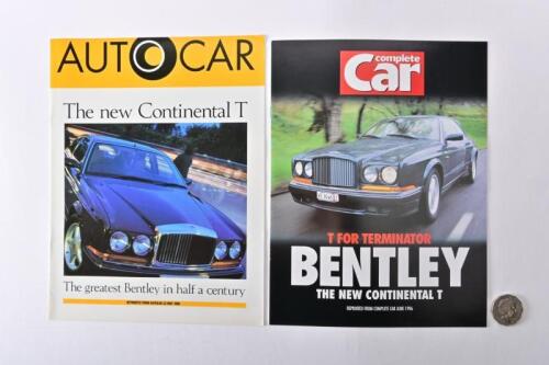 1996 BENTLEY: Two Continental T road test reprints: Glossy, official RR factory release.