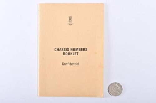 1971 ROLLS-ROYCE: A chassis Numbers Booklet, strictly confidential.