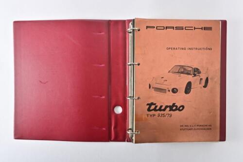 PORSCHE: 1979 Porsche 935 turbo operating instructions & illustrated parts catalogs in correct Porsche ring binder. Rare.