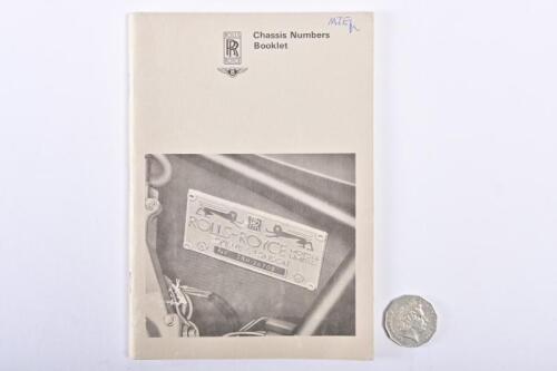 1980 ROLLS-ROYCE: A Chassis Numbers Booklet, strictly confidential.