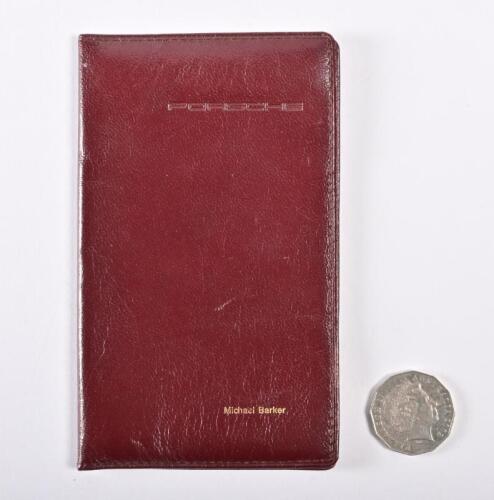 PORSCHE: Original Porsche issue, wine red leather personal calendar and phone list holder. Porsche embossed.