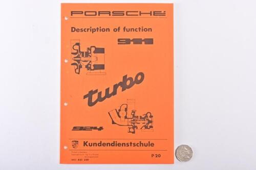 CIRCA 1980 PORSCHE: 911 & 924 turbo function technical book.