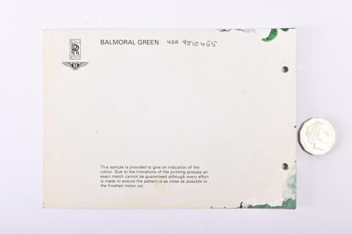 ROLLS-ROYCE: A large colour chip, Balmoral Green.