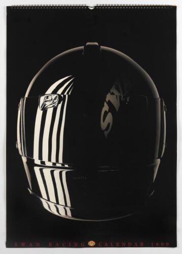 MOTO RACING: An original Swan Racing 1990 calendar containing multiple photos of Swan Racing