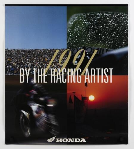 HONDA: An original 1991 "By The Racing Artist" calendar by Honda containing multiple moto and motocross races photos