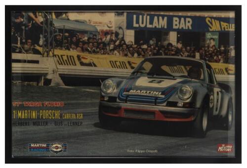 PORSCHE: An impressive large original 1970s poster produced by Martini Racing for the "57 Targa Florio, 1A Martini-Porsche Carrera RSR", printed in Italy