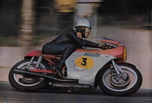 MV AGUSTA: A large poster featuring circa 1973 MV Agusta in action