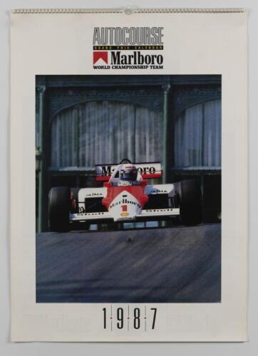 GRAND PRIX: An original 1987 Grand Prix calendar by Autocourse containing multiple GP races photos