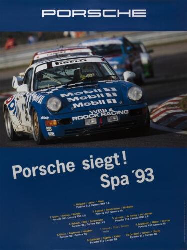 PORSCHE: An original factory produced poster celebrating Porsche wins at Spa 1993