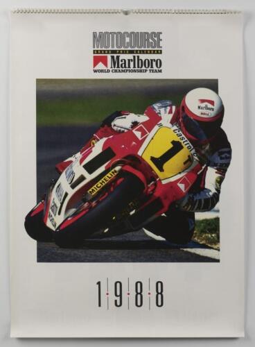 MOTO GRAND PRIX: An original 1988 Moto Grand Prix calendar by Motocourse containing multiple GP races photos