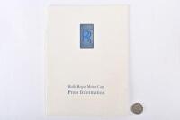 1990 ROLLS-ROYCE: A 1990 Rolls-Royce press kit.