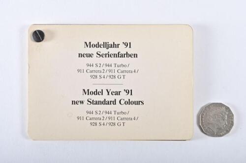 1991 PORSCHE: Model Year 1991 standard colour chips, 944, 911, 928.