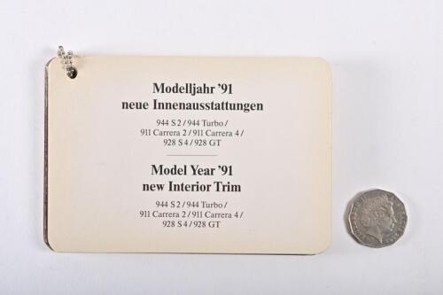 1991 PORSCHE: Model Year 1991 interior trim swatches, 944, 911, 928.