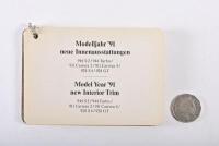 1991 PORSCHE: Model Year 1991 interior trim swatches, 944, 911, 928.
