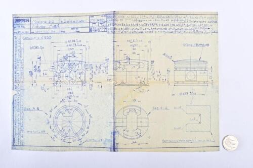 FERRARI: An original reprint of a technical drawing for 212 piston circa 1950