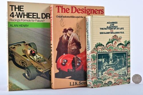 TECHNICAL DEVELOPMENT/RICARDO: Three hardcover books looking at the development of automobiles with a focus on racing
