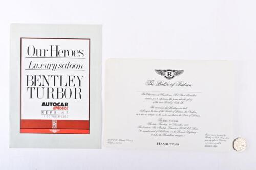 BENTLEY/SPITFIRE: A 1989 invitation to the Battle of Britain, Hamiltons.