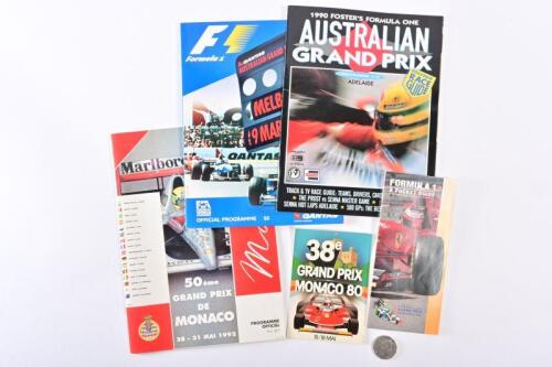 MONACO/AUSTRALIAN GP/F1: Five programmes, postcard and guides from F1 races