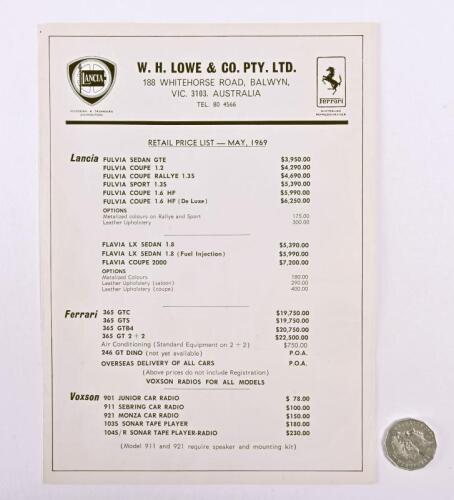 FERRARI: 1969 W.H.Lowe: Ferrari & Lancia b&w folder
