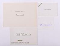 FERRARI: Four original Ferrari issued business cards of Enzo Ferrari and "With Compliments" cards.