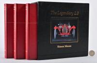 ALFA ROMEO: Three hardback leather bound volumes in leather covered slipcover "The Legendary 2.3" by Simon Moore, published 2000 by Parkside Publications, 961 pages