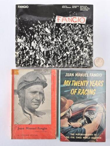 FANGIO: Three hardback books detailing the life and driving of Juan Manuel Fangio.