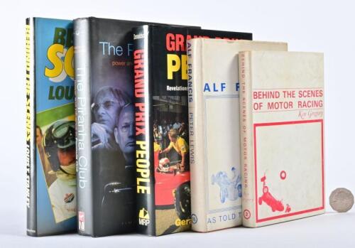 GRAND PRIX: Five hardback books detailing those behind the scenes of Grand Prix motor racing. An interesting collection.