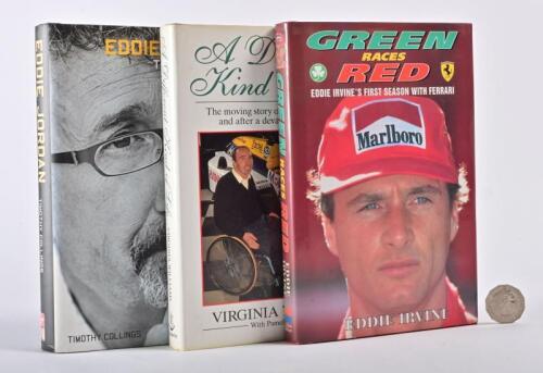 FORMULA 1: Three hardback books, "Green Races Red", "A Different Kind of Life" and "Eddie Jordan: The Biography"