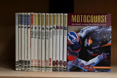 MOTOCOURSE/MOTOGP: Sixteen editions of "Motocourse: The world's leading road racing annual" (Publication 87/88 contains autograph of Wayne Gardner)