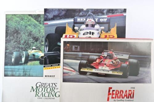 FERRARI/GRAND PRIX/RENAULT: Three calendars depicting Ferrari, Renault and assorted racing cars