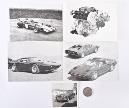 FERRARI: Four b&w press photos and one other