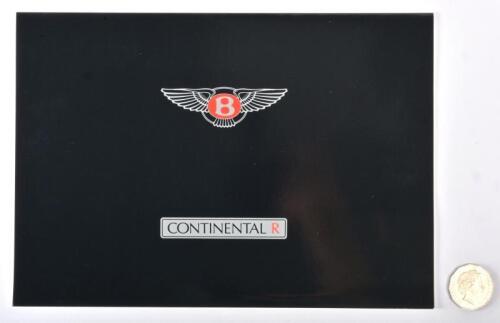 BENTLEY: 1991 Bentley Continental R glossy brochure.