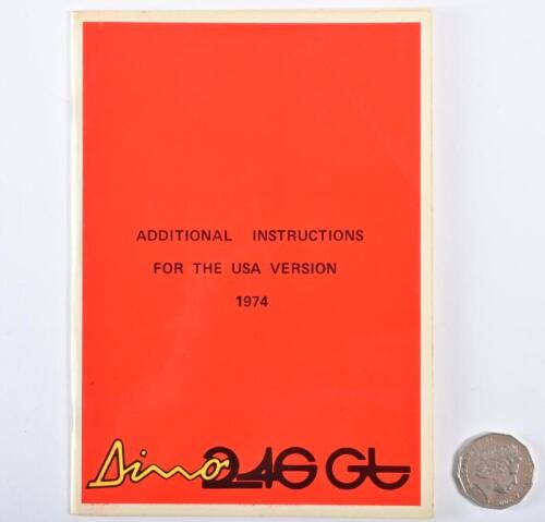 FERRARI: 1974 Ferrari Dino 246 GT instruction book for USA version.