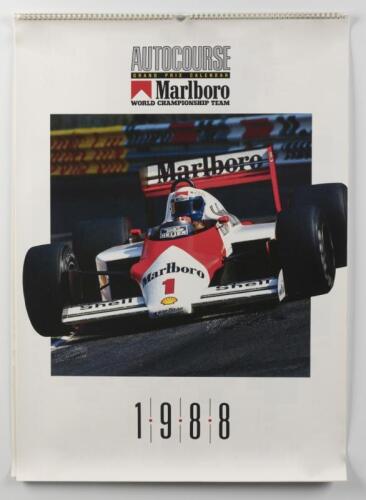 GRAND PRIX: An original 1988 Grand Prix calendar by Autocourse containing multiple Grand Prix races photos